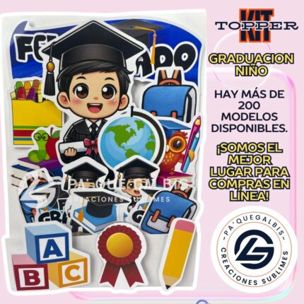 KIT TOPPER GRADUACIÓN NIÑO #KIT-272
