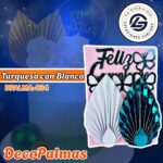 DecoPalma Blanco con Turquesa #DPALMA-004