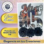 Deco 15 Años Plateado Con Negro #DECO15-018