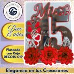 Deco 15 Años Plateado Con Rojo #DECO15-019