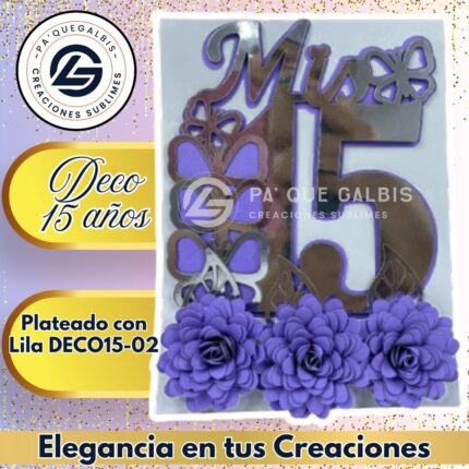 Deco 15 Años Plateado Con Lila #DECO15-028