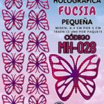 Mariposas Medianas Fabiola  Fuscia Holográfica 1 paquete contiene 12 und. código MH-028