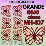 Mariposas Grande María Rojo Holográfica 1 paquete contiene 8 und. código MH-0107