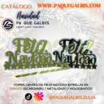 Topper Genérico feliz navidad con estrella (Dorado)