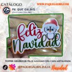 Topper Genérico mas capa metal feliz navidad pingüino grande