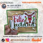 Topper Genérico mas capa metal feliz navidad RENO grande