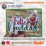 Topper Genérico mas capa metal feliz navidad galleta grande
