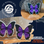 Mariposas TRADICIONAL MORADO CON NEGRO 8UNID
