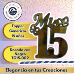 Topper Generico 15 años Dorado con Negro #TG15-002