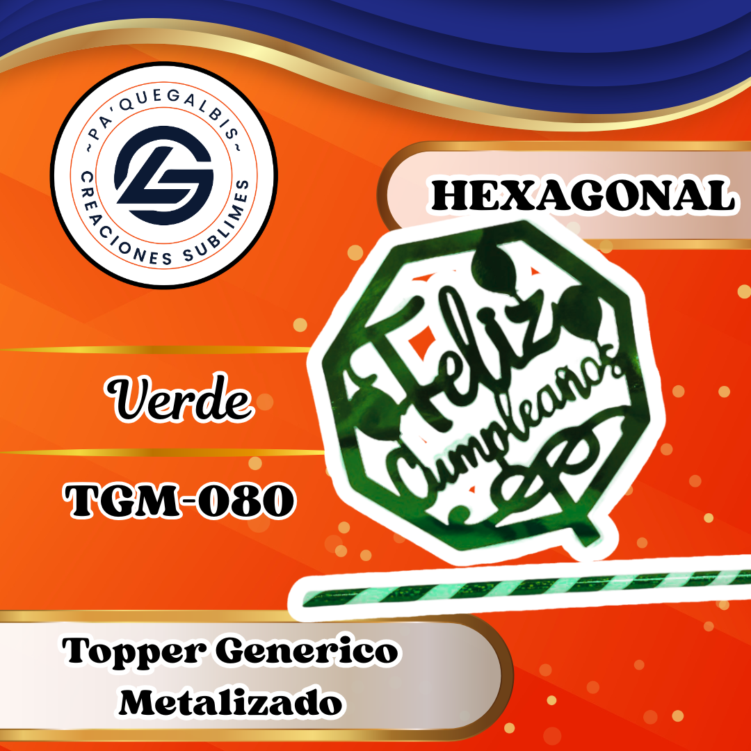 TOPPER GENERICOS (10) Topper Generico Hexagono con Globos VERDE #TGM-080 - Imagen 1