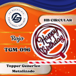 Topper Generico HBD Circular ROJO #TGM-096