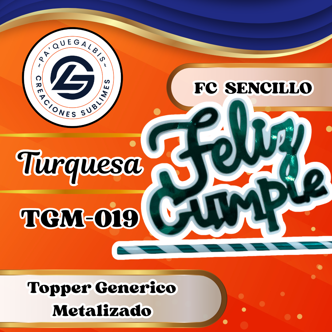TOPPER GENERICOS (20) Topper Generico FC Sencillo TURQUESA #TGM-019 - Imagen 1