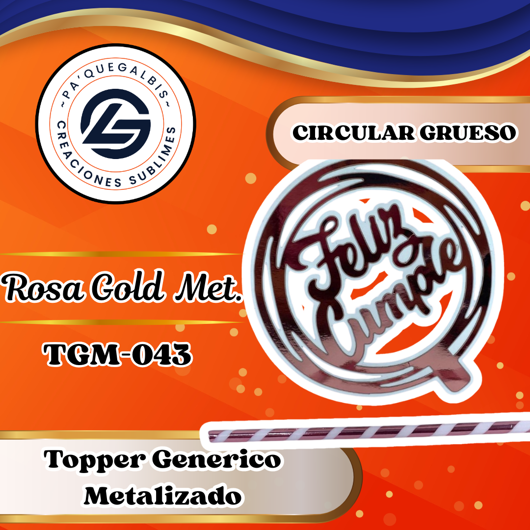 TOPPER GENERICOS (5) Topper Genérico FC Circular ROSA GOLD #TGM-043 - Imagen 1