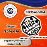 Topper Generico Hexagono con Globos NEGRO#TGM-078