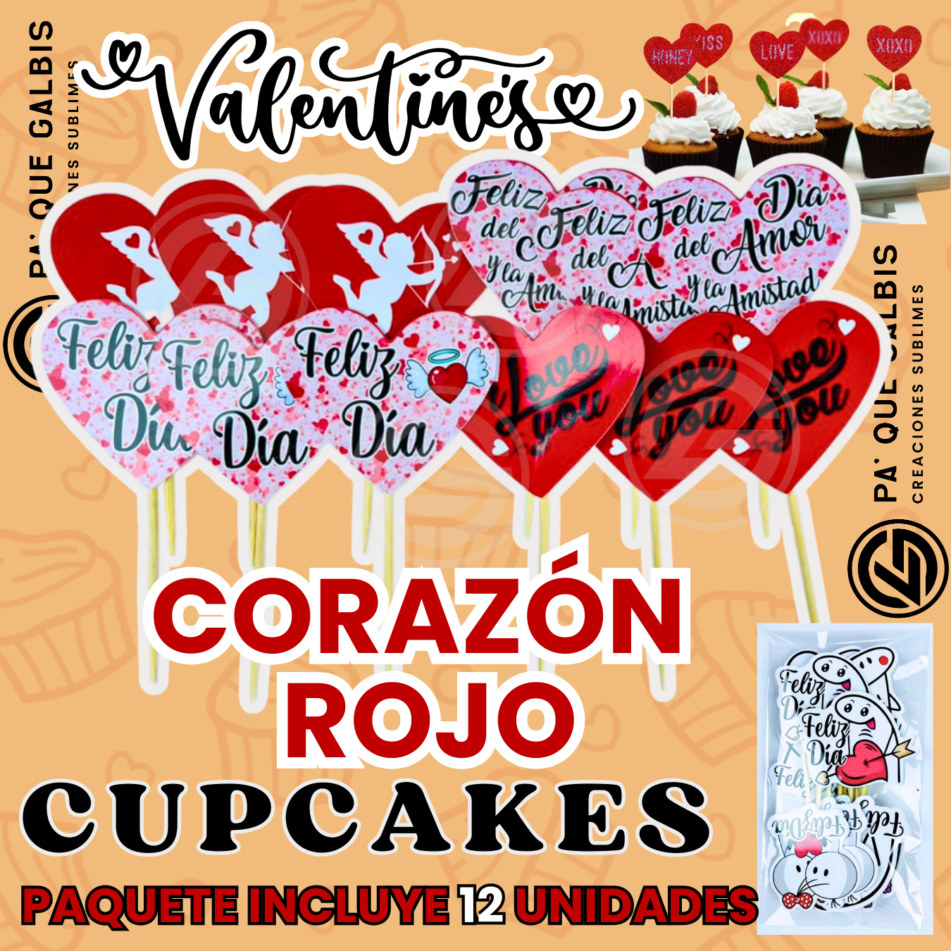 25 Corazón Rojo Para Cupcakes, Ponquesitos X12unid - Imagen 1