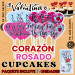 Corazón Rosados Para Cupcakes, ponquesitos X12unid