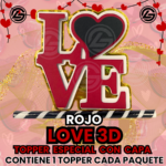 Topper Especial Love 3D Rojo