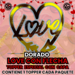 Topper Especial Love Con Flecha Dorado