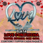 Topper Especial Love Con Flecha Plateado