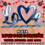 Topper Especial Love Con Corazón Plateado