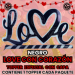 Topper Especial Love Con Corazón Negro