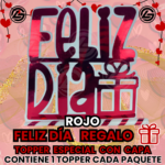 Topper Especial Feliz Día Regalo Rojo