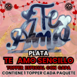 Topper Especial Te Amo Sencillo Plateado