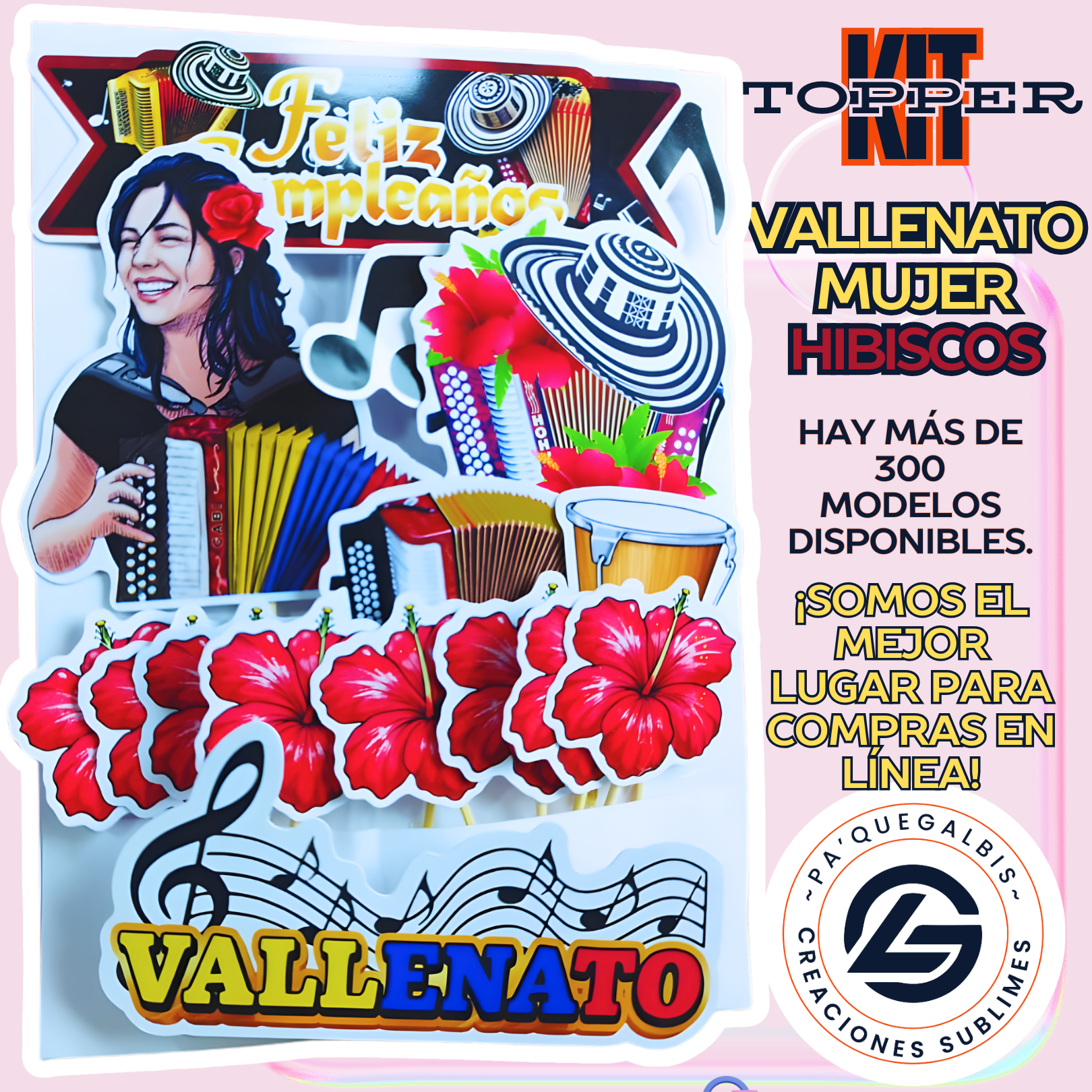 76 Kit Topper vallenato mujer Hibiscos #KIT-307 - Imagen 1